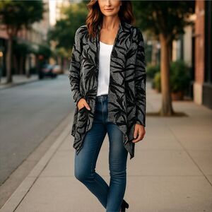 Clara SUNWOO Open Front Drape Tunic Cardigan sz XS